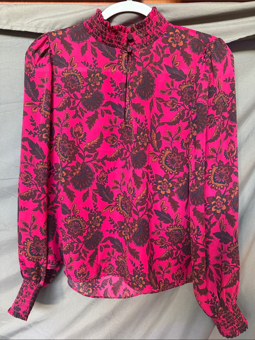 Women’s Floral Smocked Neck Blouse - Pink